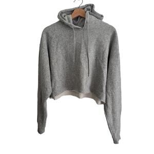 Urban Outfitters Women's Gray Cropped Hoodie Pullover Sweatshirt Size M NWT